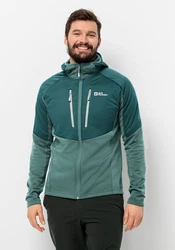 Jack Wolfskin Kapuzenfleecejacke ALPGRAT PRO INS FZ Grün/Türkis/Dunkelgrün