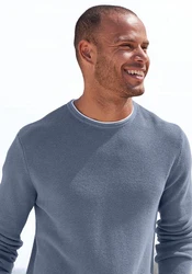 AUTHENTIC LE JOGGER Strickpullover Rundhalspullover Grau/Dunkelblau/Hellblau/Blau