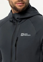Jack Wolfskin Fleecejacke KOLBENBERG HOODED FZ Dunkelgrau/Dunkelblau/Grau/Hellgrau
