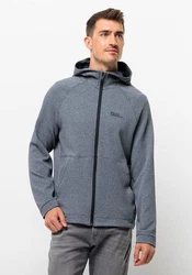 Jack Wolfskin Kapuzenfleecejacke FERNWEH HOODED JKT Dunkelblau/Grau/Dunkelgrau