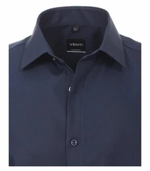 VENTI Businesshemd Kurzarm uni Dunkelblau/Hellblau