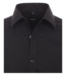 VENTI Businesshemd Body Stretch Kentkragen Schwarz/Dunkelbraun