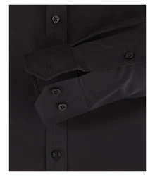 VENTI Businesshemd Body Stretch Kentkragen Schwarz/Dunkelbraun