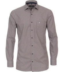CASAMODA Langarmhemd Comfort Fit Rot/Braun/Bordeaux
