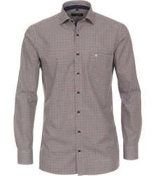 CASAMODA Langarmhemd Comfort Fit Rot/Braun/Bordeaux