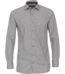 CASAMODA Langarmhemd Comfort Fit Grau/Dunkelgrau/Grün