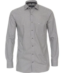 CASAMODA Langarmhemd Comfort Fit Grau/Dunkelgrau/Grün