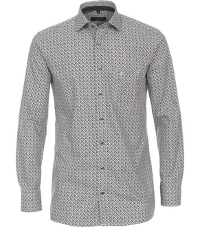 CASAMODA Langarmhemd Comfort Fit Grau/Dunkelgrau/Grün