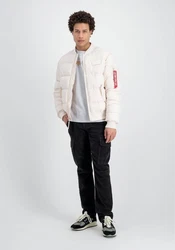 Alpha Industries Bomberjacke MA-1 Puffer Weiß/Beige/Creme/Rot