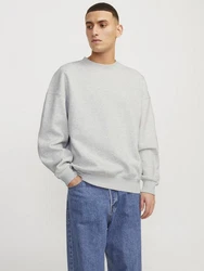 Jack & Jones Longsweatshirt JORVIBE SPONGY SWEAT CREW NECK Grau/Hellgrau