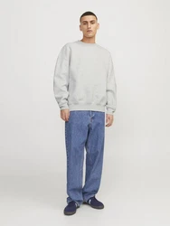 Jack & Jones Longsweatshirt JORVIBE SPONGY SWEAT CREW NECK Grau/Hellgrau