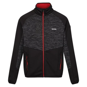 RennerXXL Fleecejacke Herren Outdoorjacke Schwarz/Rot/Dunkelgrau