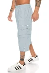 Kendindza Collection Cargobermudas 3/4 Hose Cargo Taschen Hellblau/Grau/Blau