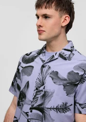 QS Kurzarmhemd aus Viskosemix Hellblau/Blau/Grau