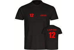 multifanshop T-Shirt Herren Leipzig Trikot Nummer 12 Rot/Dunkelrot/Schwarz/Türkis