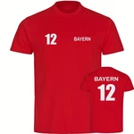 multifanshop T-Shirt Herren Bayern Trikot Nummer 12 Rot/Lila/Dunkelrot