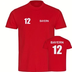 multifanshop T-Shirt Herren Bayern Trikot Nummer 12 Rot/Lila/Dunkelrot