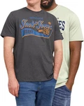 Jack & Jones Print-Shirt 2er-Pack Grau/Mischfarben/Gelb/Dunkelgrün/Blau
