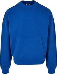 URBAN CLASSICS Rundhalspullover Boxy Pocket Crew Blau/Hellblau/Dunkelblau