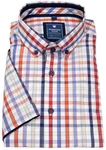 Redmond Kurzarmhemd Button-Down-Kragen Comfort Fit Rot/Mischfarben/Hellblau