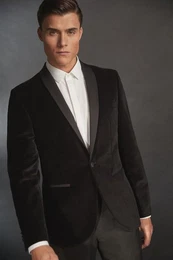 Smokingsakko Slim-Fit-Smokingjackett mit Schalkragen aus Samt (1-tlg)