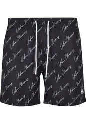 URBAN CLASSICS Badeshorts PatternSwim Shorts Blau/Dunkelblau/Schwarz/Gelb/Creme