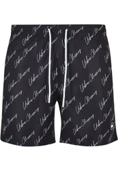 URBAN CLASSICS Badeshorts PatternSwim Shorts Blau/Dunkelblau/Schwarz/Gelb/Creme