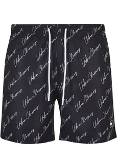 URBAN CLASSICS Badeshorts PatternSwim Shorts Blau/Dunkelblau/Schwarz/Gelb/Creme