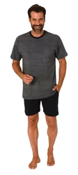 Normann Pyjama Schlafanzug kurz Shorty Dunkelgrau/Grau/Schwarz