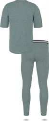 normani Thermounterhemd Herren Merino-Set T-Shirt und Unterhose Grün/Hellgrau/Grau/Blau