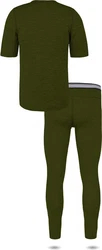 normani Thermounterhemd Herren Merino-Set T-Shirt und Unterhose Dunkelgrün/Khaki