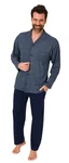 Normann Pyjama Herren Langarm Schlafanzug zum Durchknöpfen Grau/Hellblau/Blau/Dunkelblau