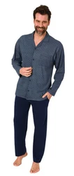 Normann Pyjama Herren Langarm Schlafanzug zum Durchknöpfen Grau/Hellblau/Blau/Dunkelblau