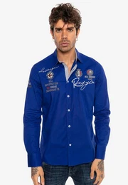 Langarmhemd Jersey City im Slim Fit-Schnitt mit Stickerei