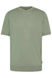 bugatti T-Shirt mit Kontraststreifen Grün/Dunkelgrün/Hellgrün