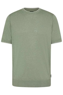 bugatti T-Shirt mit Kontraststreifen Grün/Dunkelgrün/Hellgrün