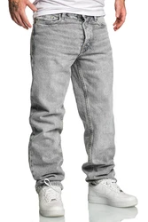 Amaci&Sons Weite Jeans BOX HILL 90s Straight Jeans Grau/Hellgrau
