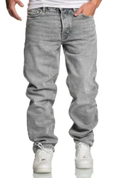 Amaci&Sons Weite Jeans BOX HILL 90s Straight Jeans Grau/Hellgrau