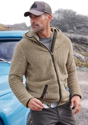 John Devin Kapuzenstrickjacke Braun/Beige/Grau