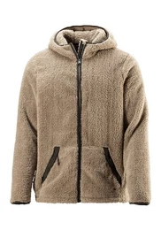 Kapuzenstrickjacke in weichem Teddyfleece