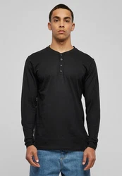 URBAN CLASSICS T-Shirt Urban Classics Herren Basic Henley L/S Tee Schwarz