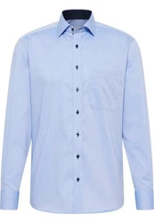 Eterna Langarmhemd COMFORT FIT NON IRON Hellblau/Blau