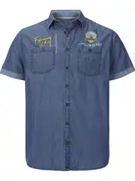 Kurzarmhemd LANDOLF in Denim-Look