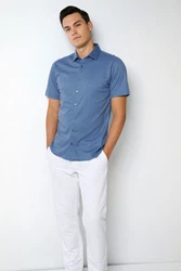 DESOTO Kurzarmhemd Hellblau/Blau/Grau