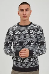 11 Project Norwegerpullover PRUwe Weiß/Schwarz/Braun/Hellblau/Creme