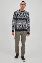 11 Project Norwegerpullover PRUwe Weiß/Schwarz/Braun/Hellblau/Creme