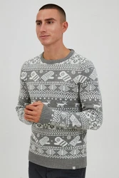 11 Project Norwegerpullover PRUwe Grau/Braun/Beige/Weiß