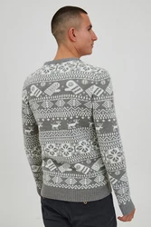 11 Project Norwegerpullover PRUwe Grau/Braun/Beige/Weiß