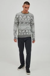 11 Project Norwegerpullover PRUwe Grau/Braun/Beige/Weiß