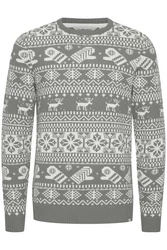 11 Project Norwegerpullover PRUwe Grau/Braun/Beige/Weiß